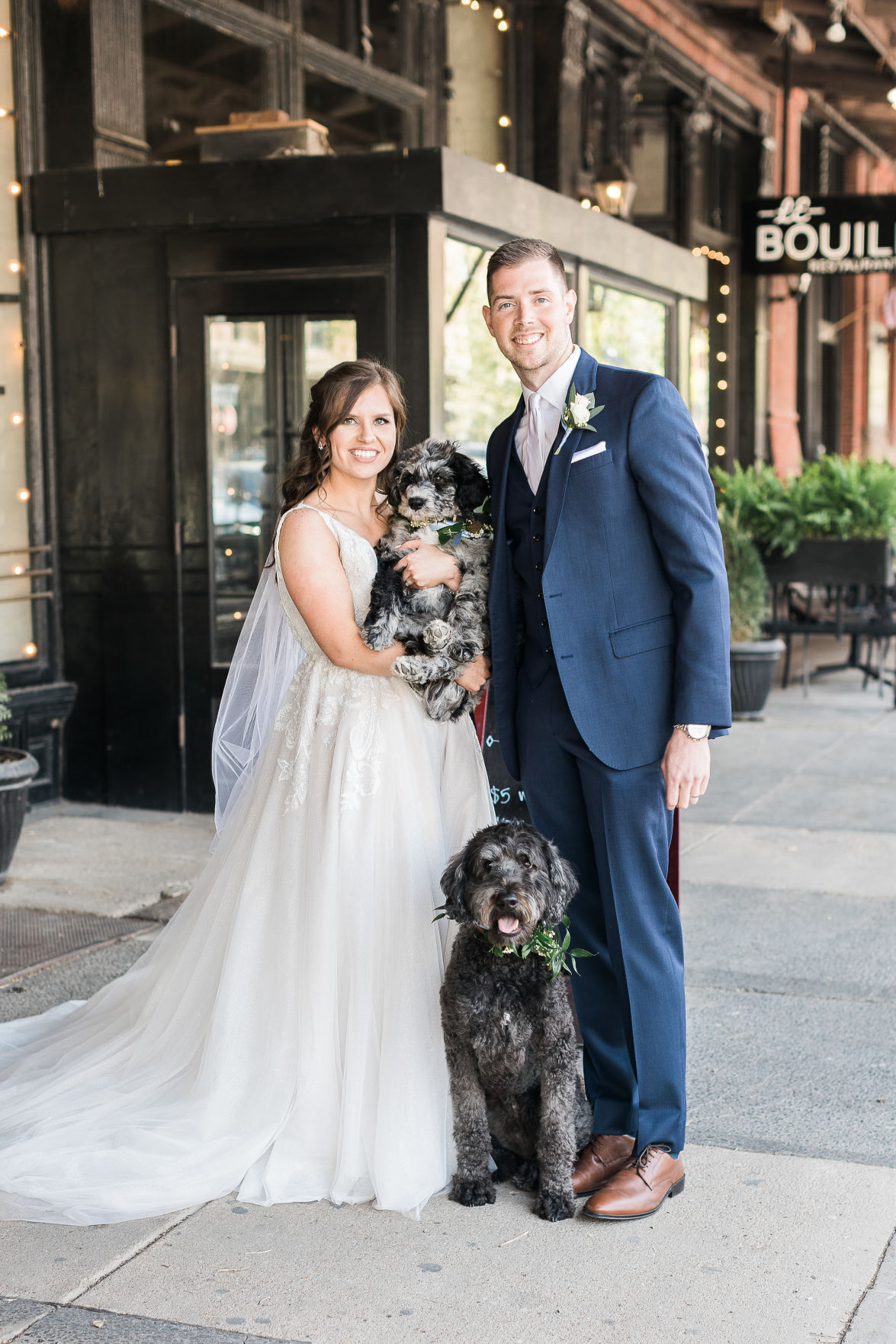 Couple with dogs